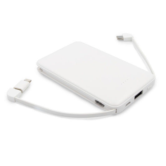 Power bank 5000 mAh ze zintegrowanymi kablami, adapter w komplecie | Presley Winners Gadzety