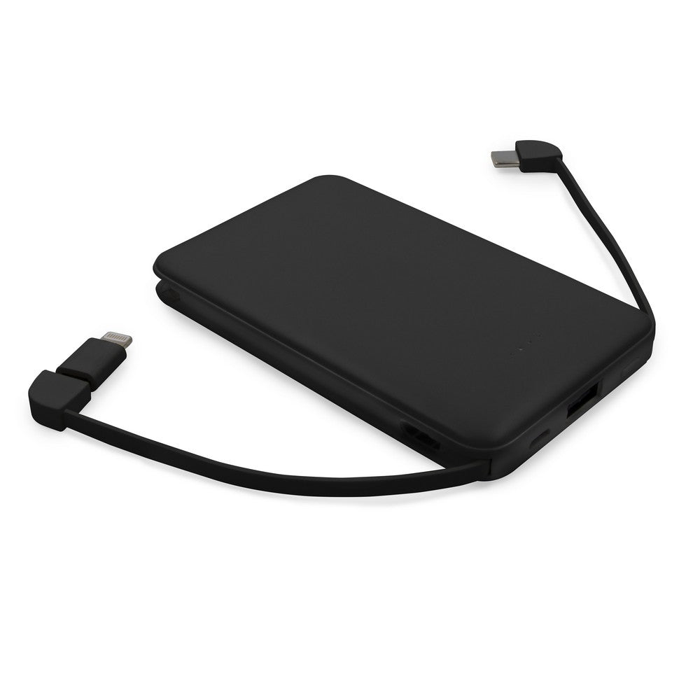 Power bank 5000 mAh ze zintegrowanymi kablami, adapter w komplecie | Presley Winners Gadzety
