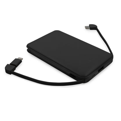 Power bank 5000 mAh ze zintegrowanymi kablami, adapter w komplecie | Presley Winners Gadzety