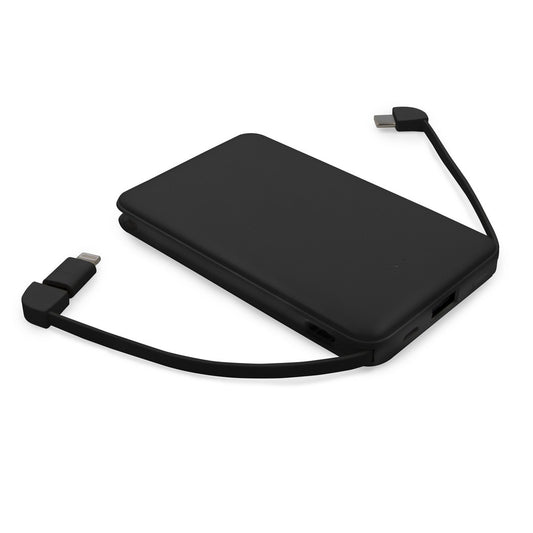 Power bank 5000 mAh ze zintegrowanymi kablami, adapter w komplecie | Presley Winners Gadzety