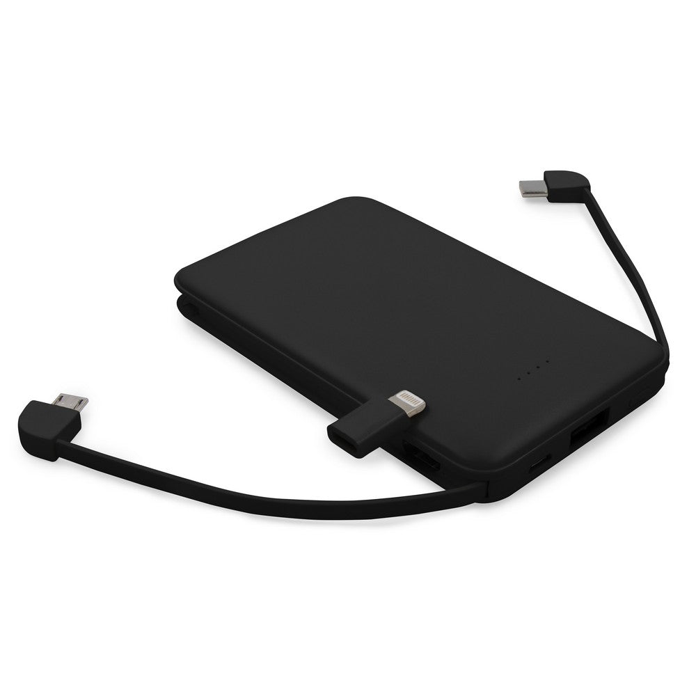 Power bank 5000 mAh ze zintegrowanymi kablami, adapter w komplecie | Presley Winners Gadzety