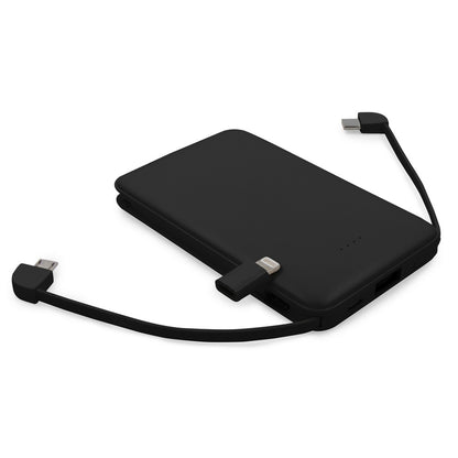 Power bank 5000 mAh ze zintegrowanymi kablami, adapter w komplecie | Presley Winners Gadzety