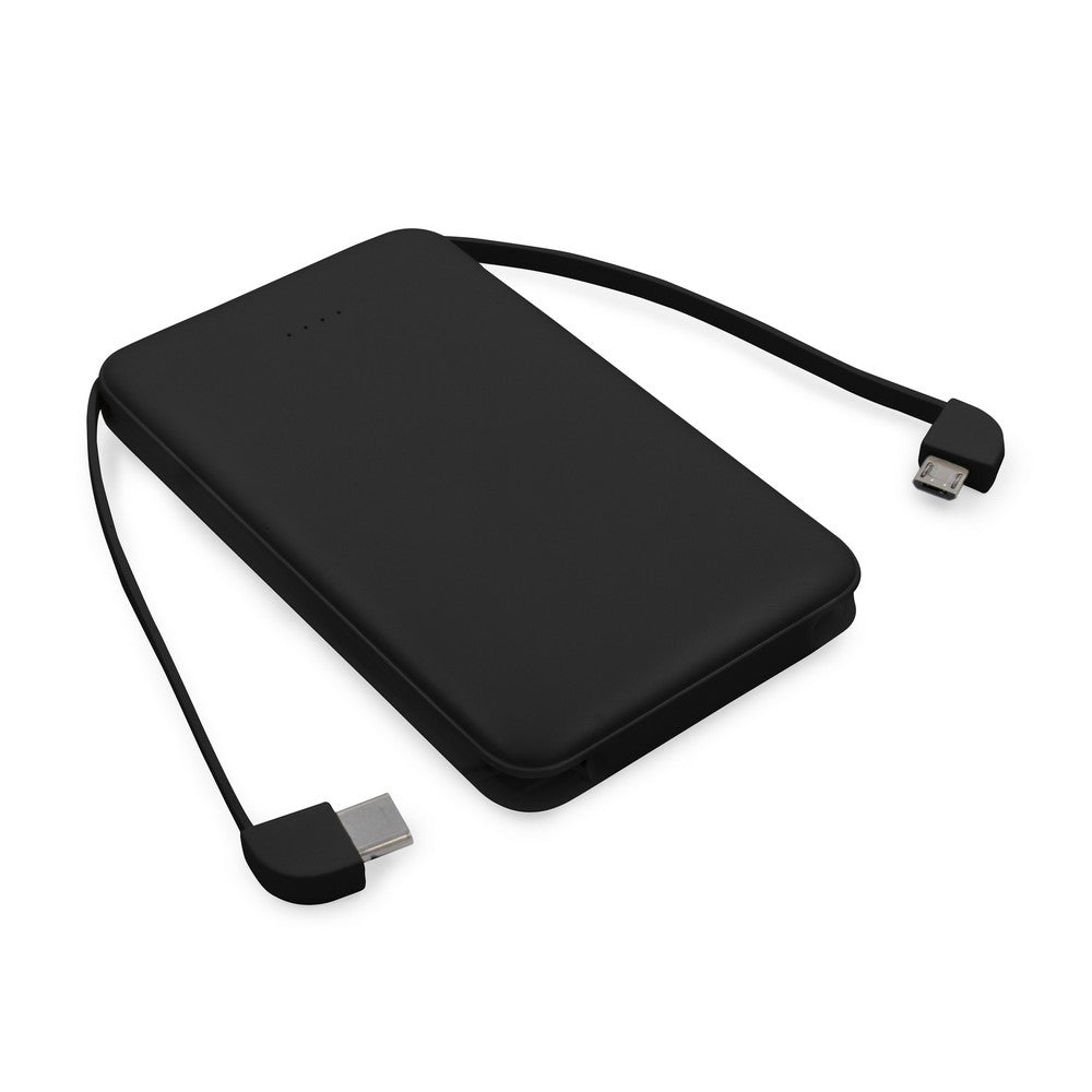 Power bank 5000 mAh ze zintegrowanymi kablami, adapter w komplecie | Presley Winners Gadzety