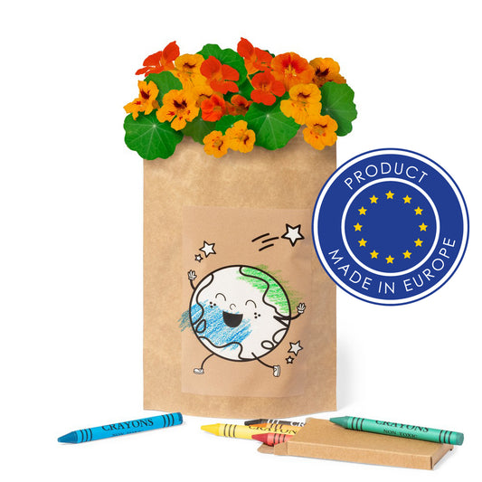 Zestaw do kolorowania, torebka do kolorowania z papieru z recyklingu, 10 nasion nasturcji, kredki Winners Gadzety