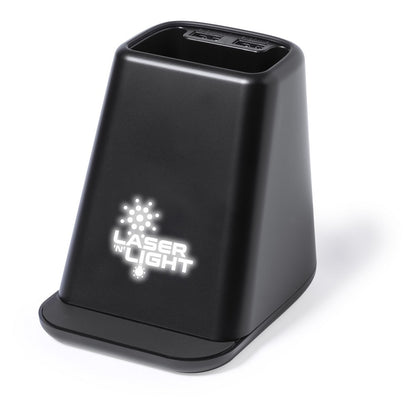 Ładowarka bezprzewodowa 5W-15W, 2 wyjścia USB, pojemnik na przybory do pisania, stojak na telefon Winners Gadzety