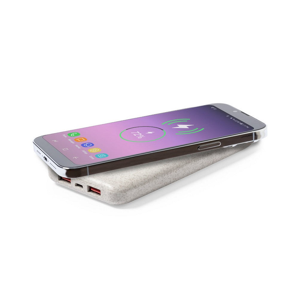 Bezprzewodowy power bank 8000 mAh ze słomy pszenicznej, ładowarka bezprzewodowa 5W-10W Winners Gadzety