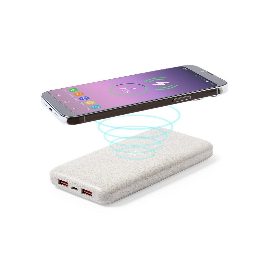 Bezprzewodowy power bank 8000 mAh ze słomy pszenicznej, ładowarka bezprzewodowa 5W-10W Winners Gadzety