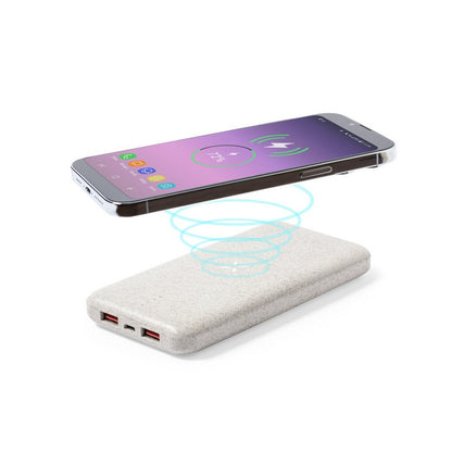 Bezprzewodowy power bank 8000 mAh ze słomy pszenicznej, ładowarka bezprzewodowa 5W-10W Winners Gadzety