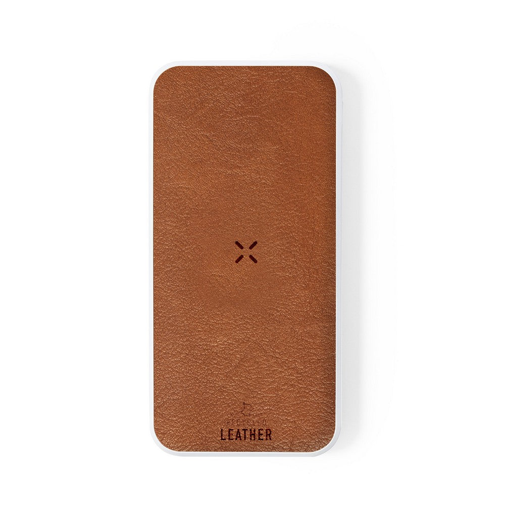Bezprzewodowy power bank 8000 mAh z RABS, ładowarka bezprzewodowa 5W-10W, element ze skóry z recyklingu Winners Gadzety