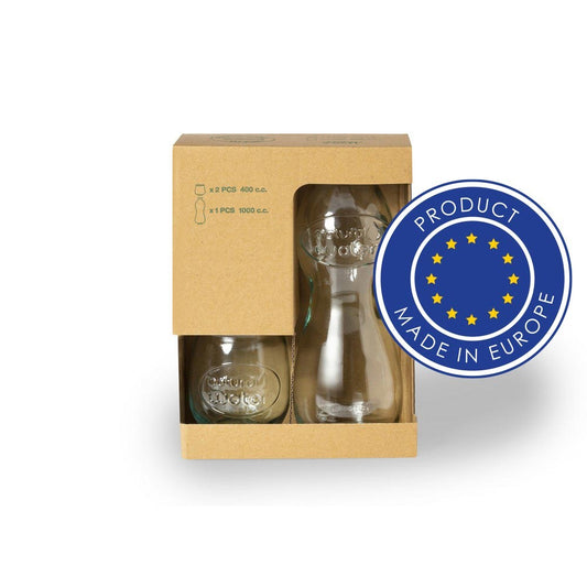 Zestaw 2 szklanek 400 ml i szklana butelka 1000 ml Winners Gadzety