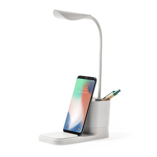 Lampka na biurko ze słomy pszenicznej, ładowarka bezprzewodowa 5W-10W, stojak na telefon, pojemnik na przybory do pisania Winners Gadzety