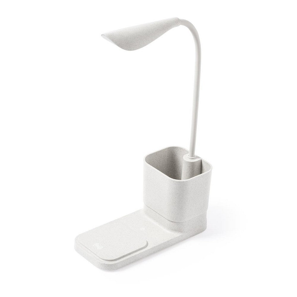Lampka na biurko ze słomy pszenicznej, ładowarka bezprzewodowa 5W-10W, stojak na telefon, pojemnik na przybory do pisania Winners Gadzety