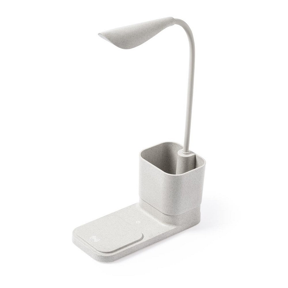 Lampka na biurko ze słomy pszenicznej, ładowarka bezprzewodowa 5W-10W, stojak na telefon, pojemnik na przybory do pisania Winners Gadzety
