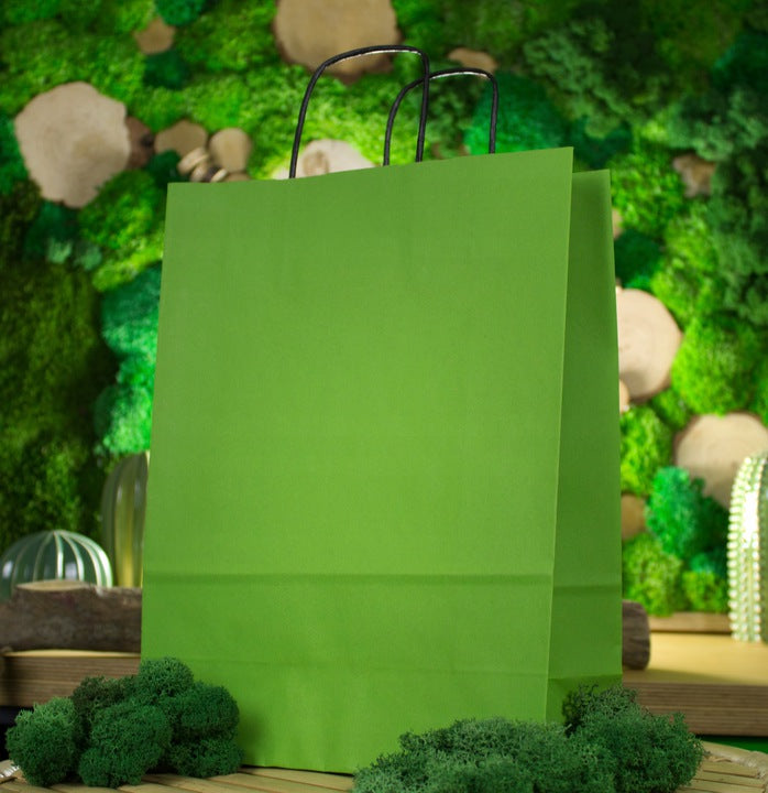 Torba papierowa 240x100x320mm z czarnym uchwytem JASNOZIELONA Winners Gadzety