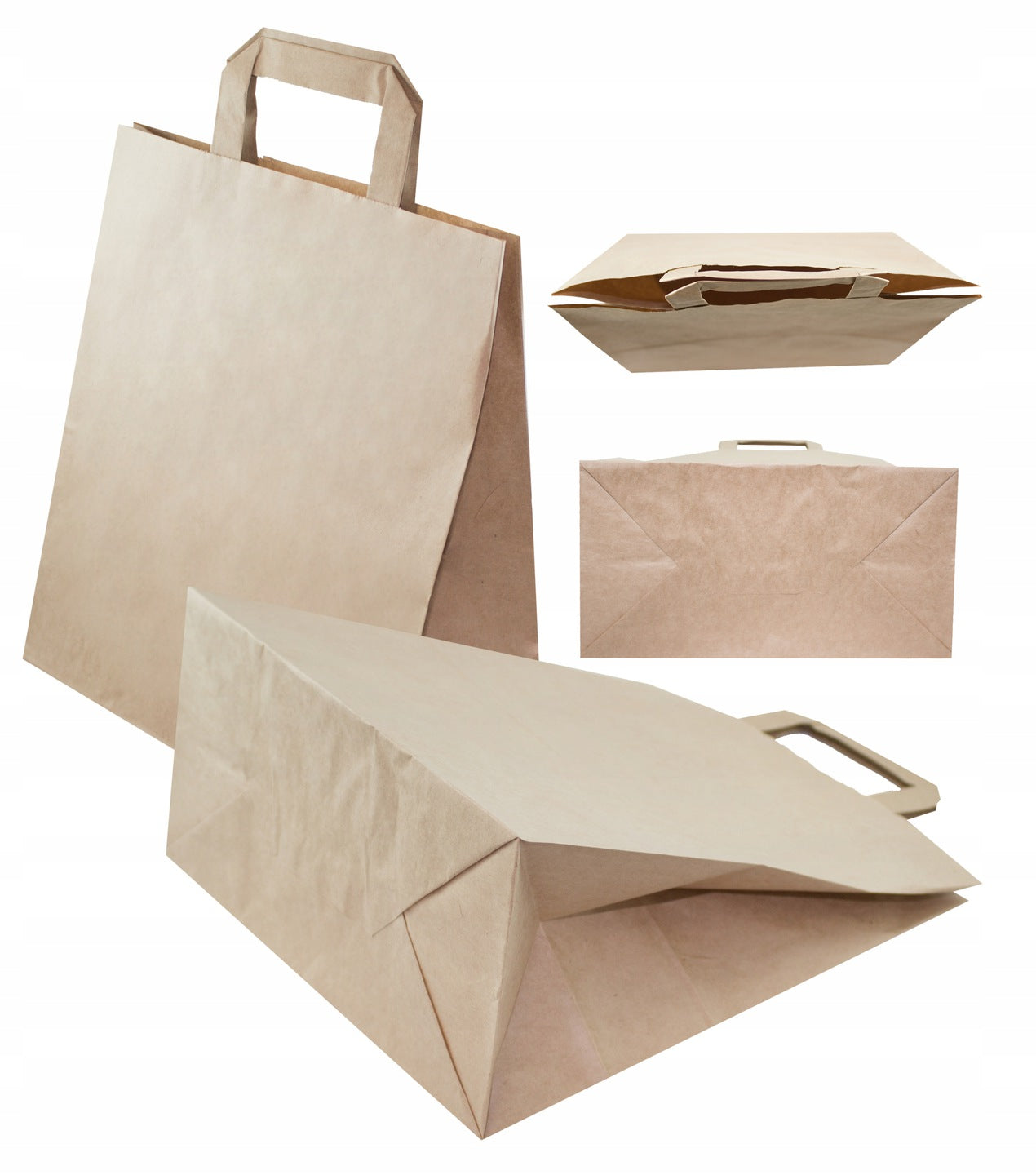 Torba papierowa 260x140x300mm z uchwytem płaskim BRĄZOWA Winners Gadzety
