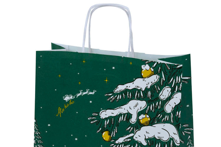 Torba papierowa świąteczna 24x10x32cm ZIELONA CHOINKA Winners Gadzety
