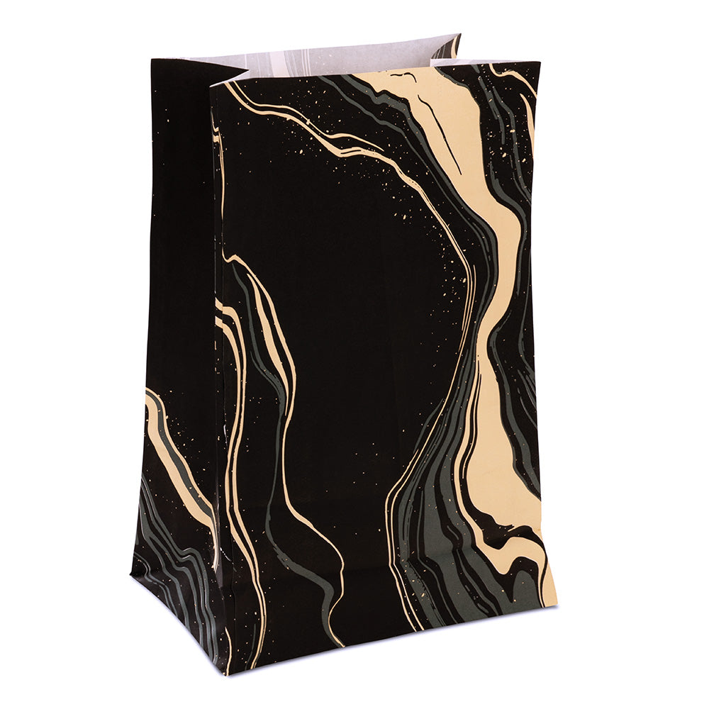Torba papierowa świąteczna 16x8x27cm CZARNO ZŁOTY MARMUR Winners Gadzety