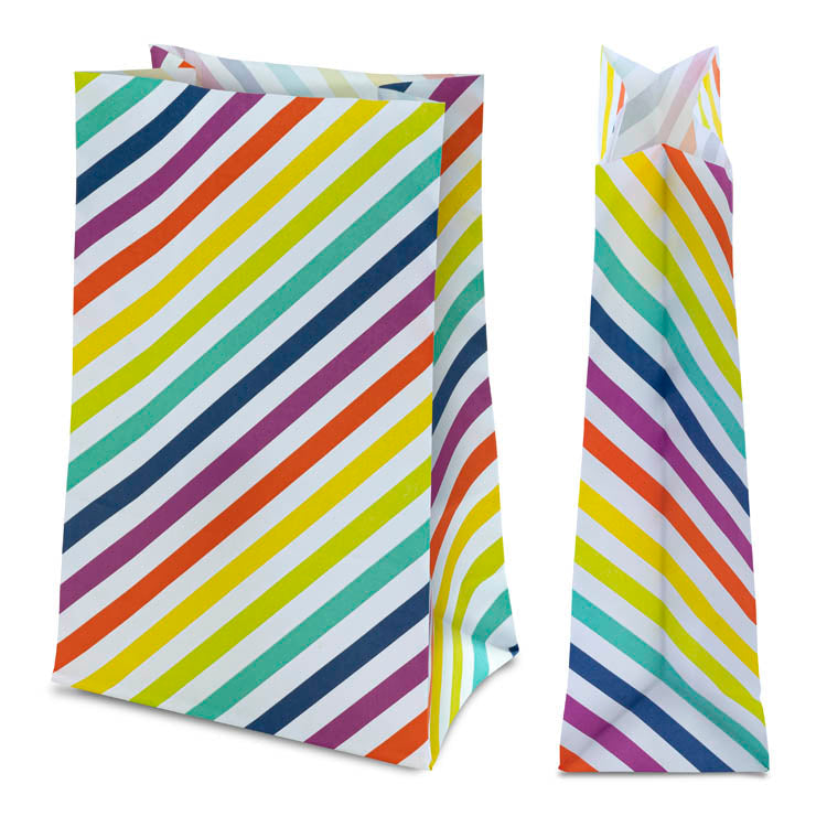 Torba papierowa świąteczna 16x8x27cm TĘCZOWE PASKI Winners Gadzety
