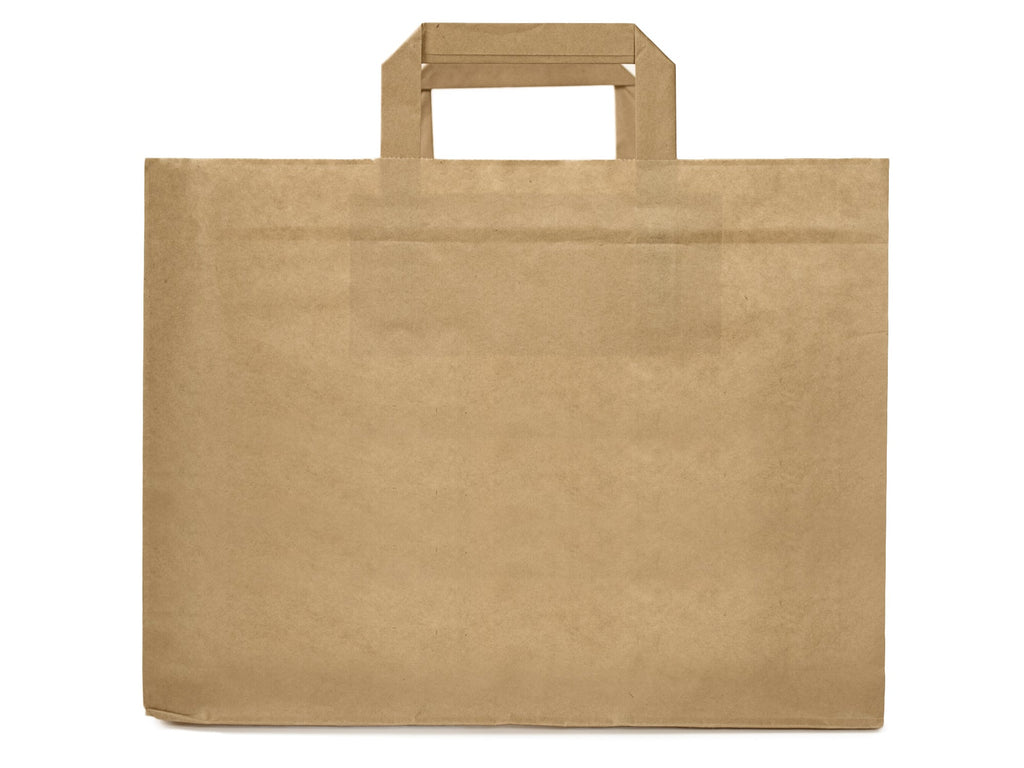 Torba papierowa 320x220x245mm z uchwytem płaskim -BRĄZOWA Winners Gadzety