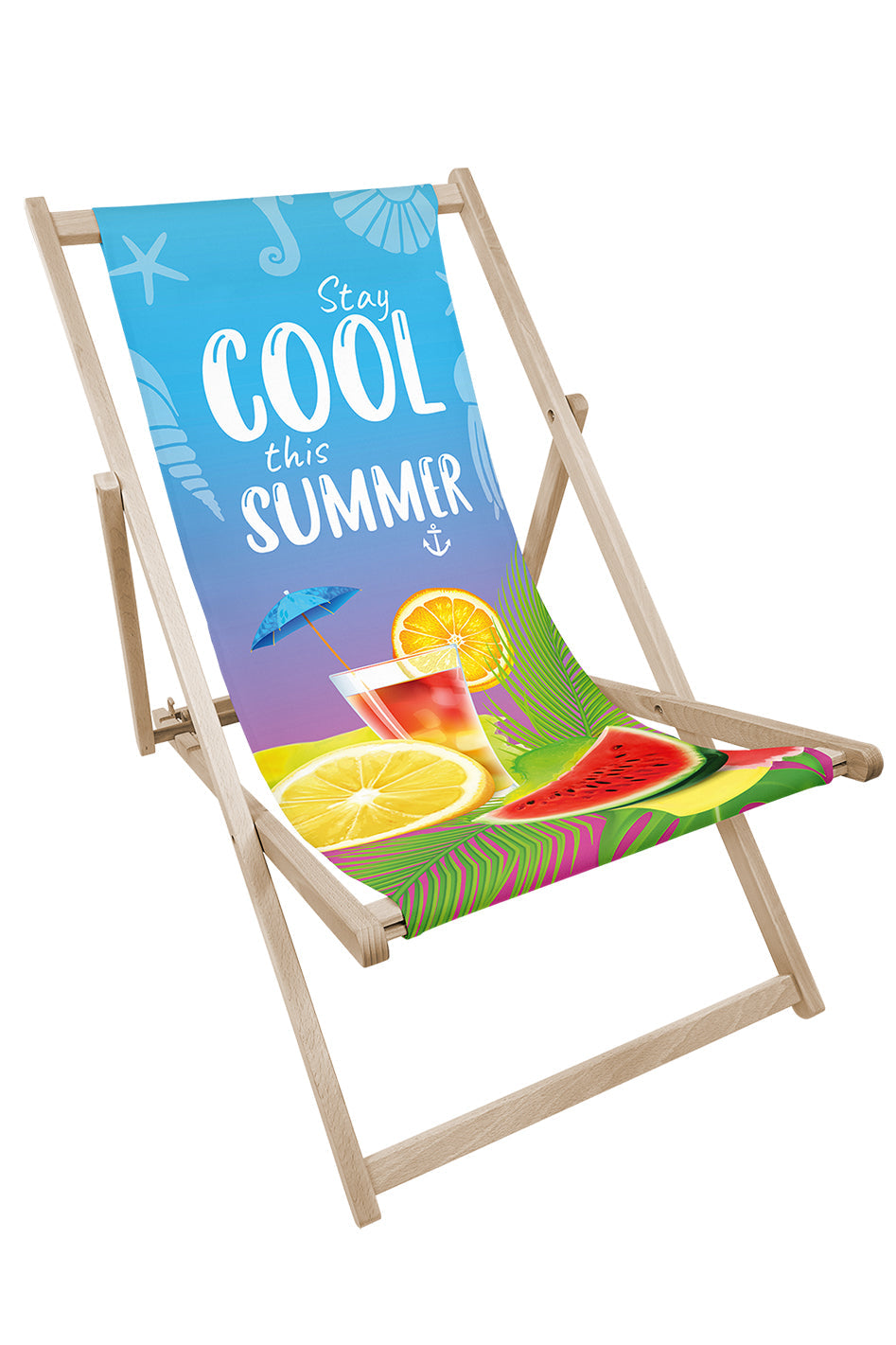 Leżak drewniany z nadrukiem COOL SUMMER Winners Gadzety