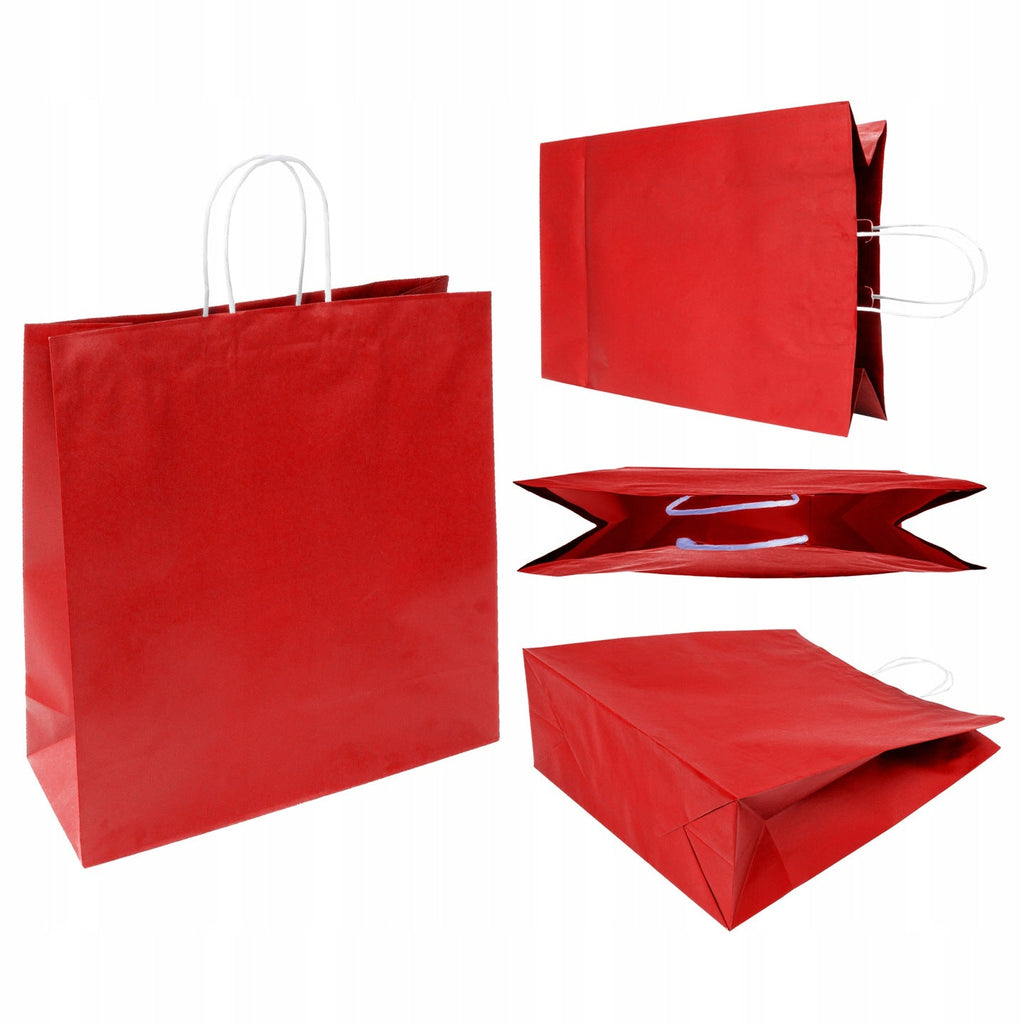 Torba papierowa z uchwytem skręcanym Premium - CZERWONA - 350x150x400mm Winners Gadzety