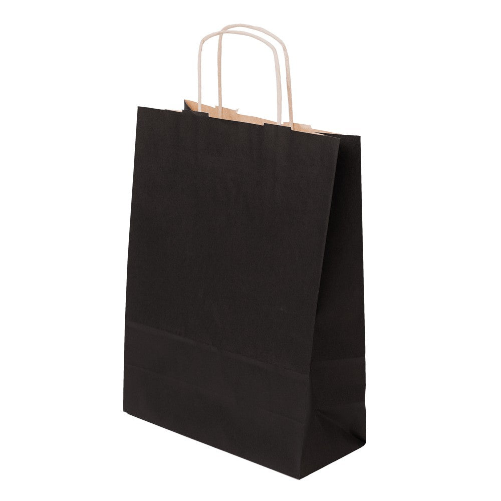 Torba papierowa 240x100x320mm z uchwytem skręcanym CZARNA Winners Gadzety