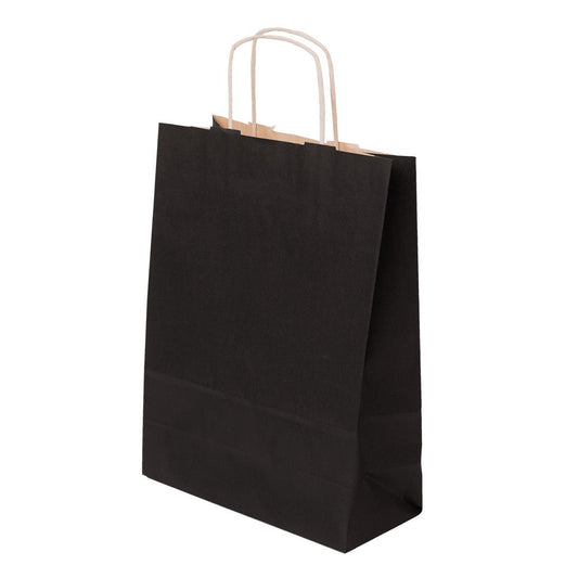 Torba papierowa 240x100x320mm z uchwytem skręcanym CZARNA Winners Gadzety