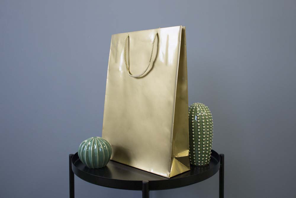 Torba laminowana z uchwytem sznurkowym - ZŁOTA - 300x100x400mm Winners Gadzety
