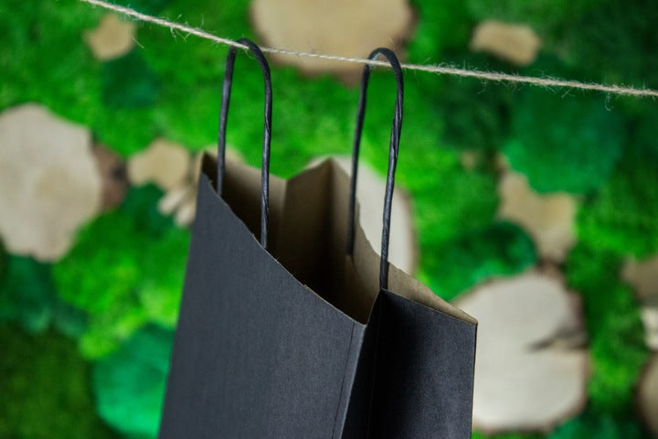 Torba papierowa 240x100x320mm z czarnym uchwytem CZARNA Winners Gadzety