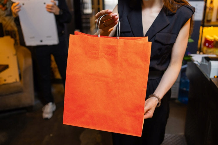Torba papierowa z uchwytem skręcanym Premium - POMARAŃCZOWY - 350x150x400mm Winners Gadzety