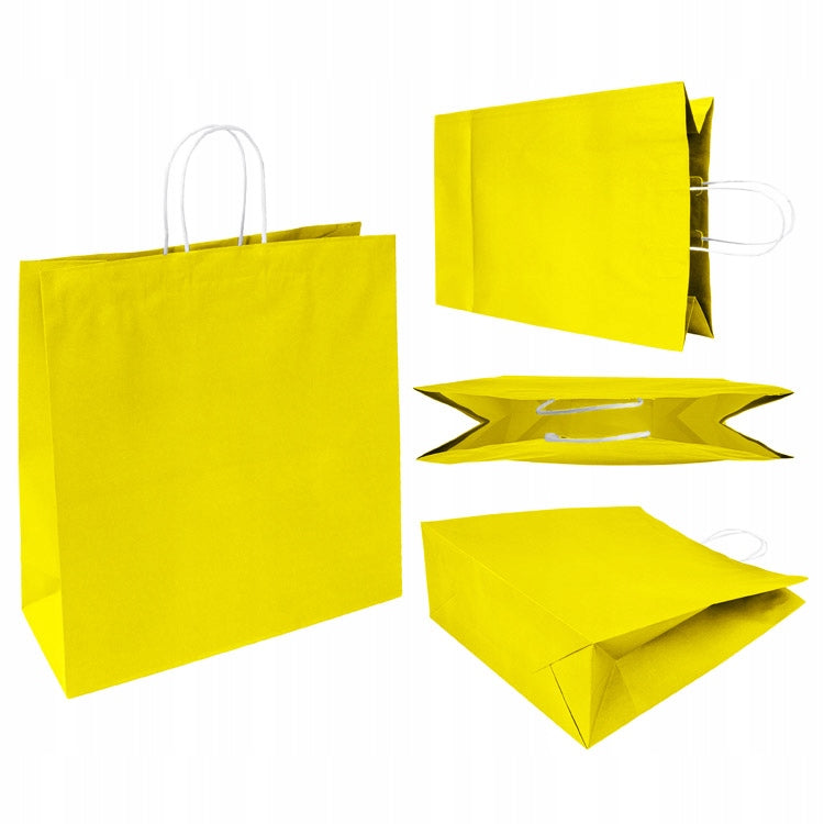 Torba papierowa z uchwytem skręcanym Premium - ŻÓŁTA - 350x150x400mm Winners Gadzety