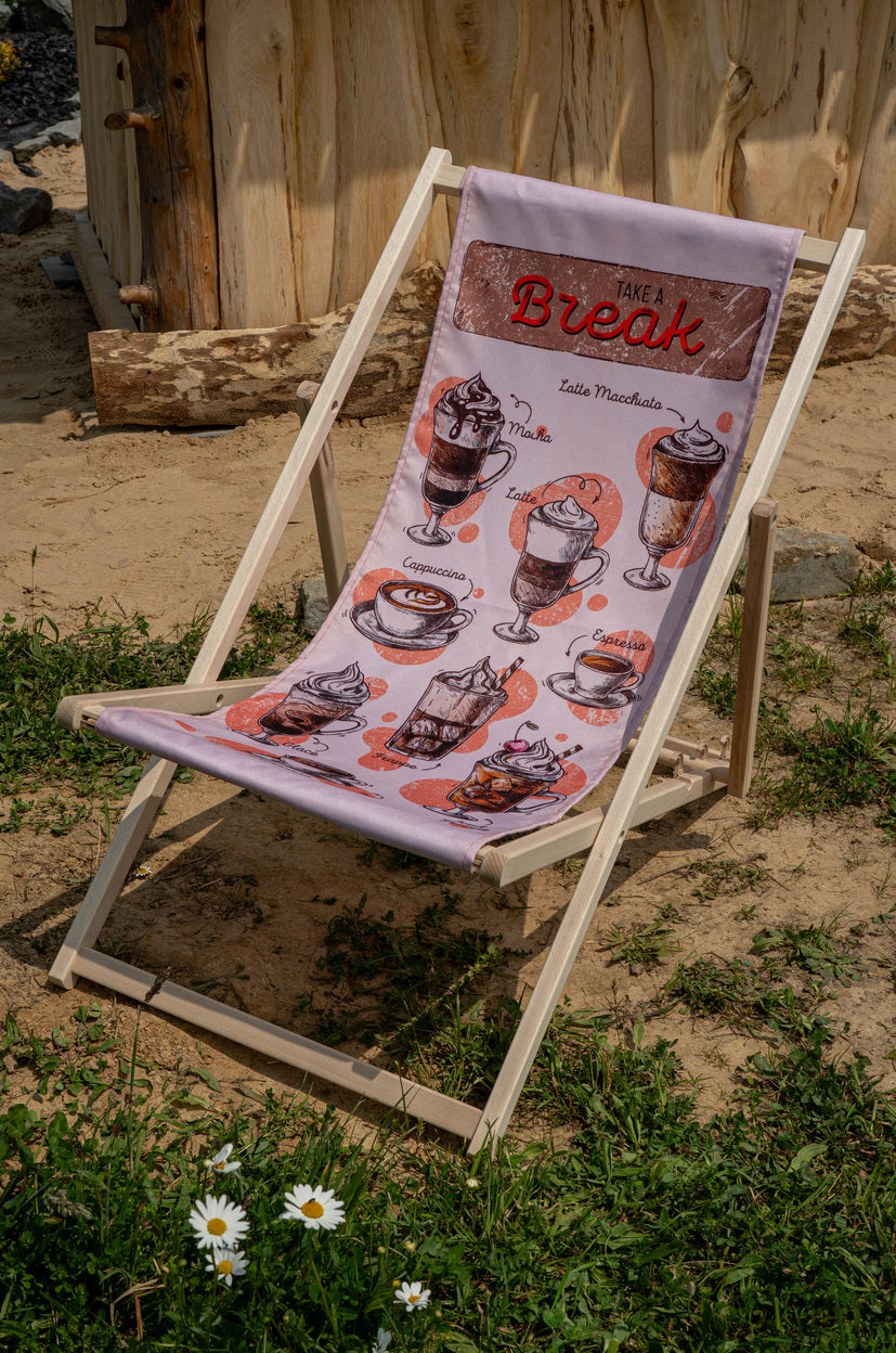 Leżak drewniany z nadrukiem COFFEE BREAK Winners Gadzety