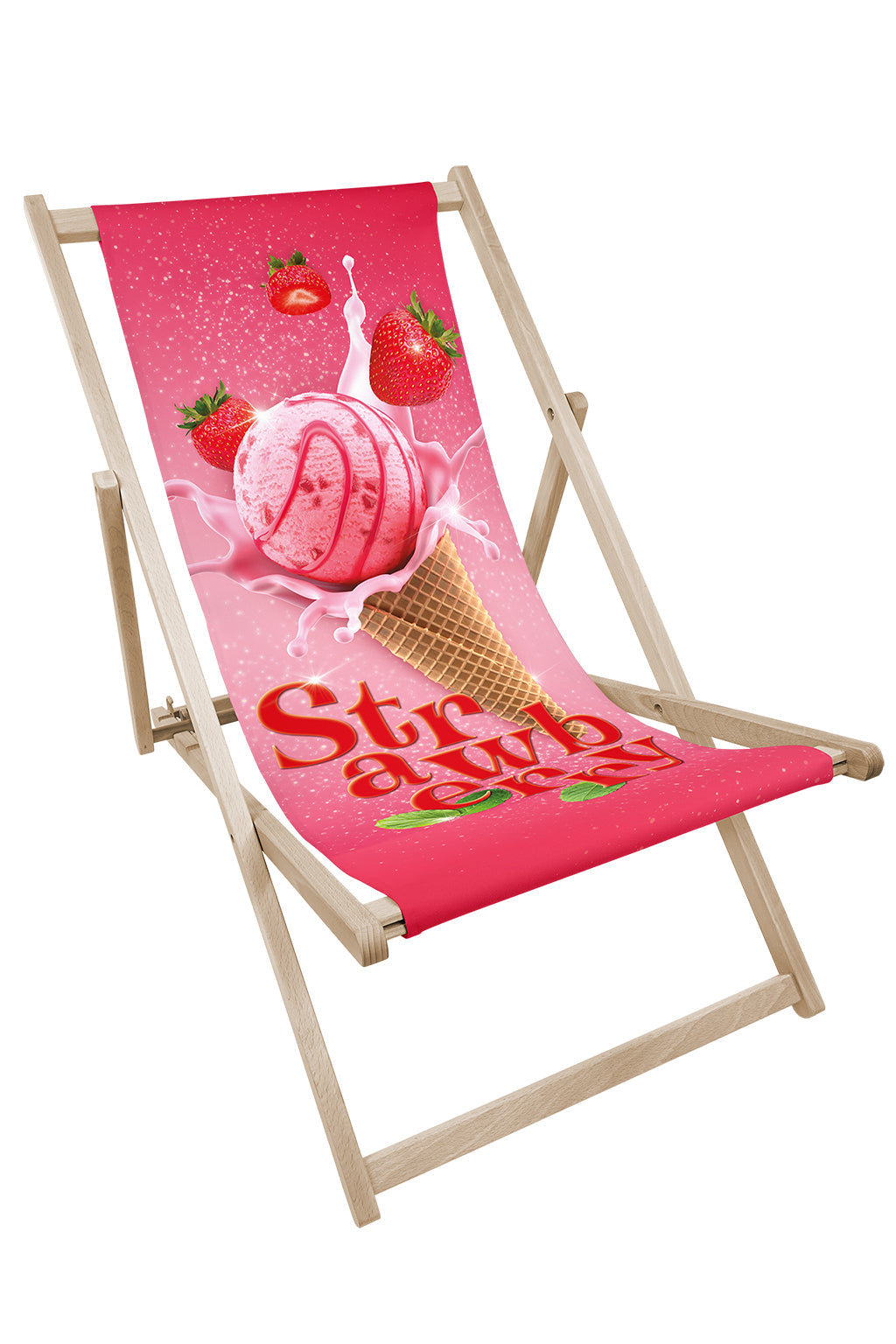 Leżak drewniany z nadrukiem STRAWBERRY Winners Gadzety